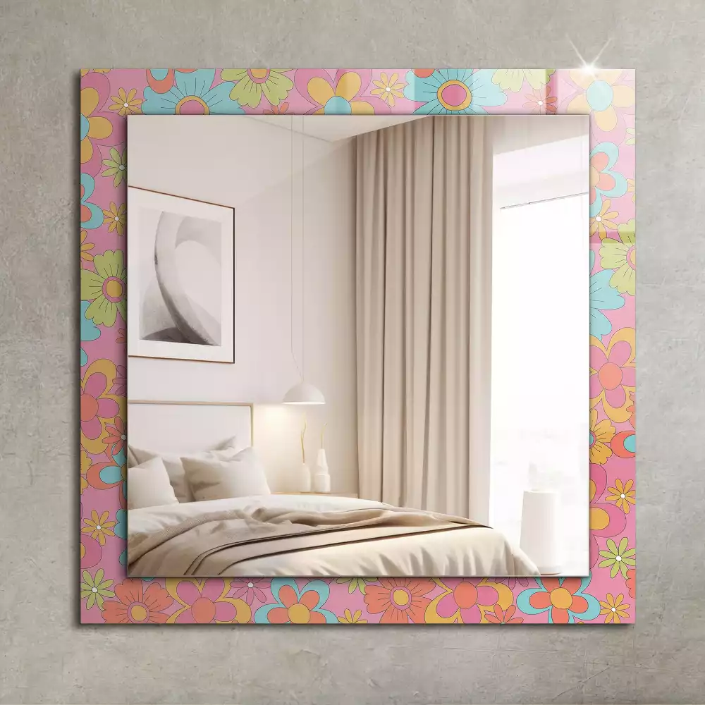 Miroir rectangulaire décoratif groove floral coloré