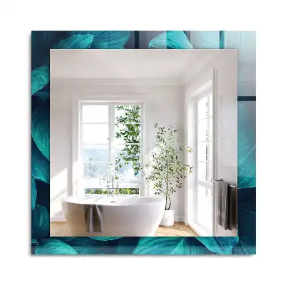 Miroir rectangulaire décoratif imprimé feuilles vertes