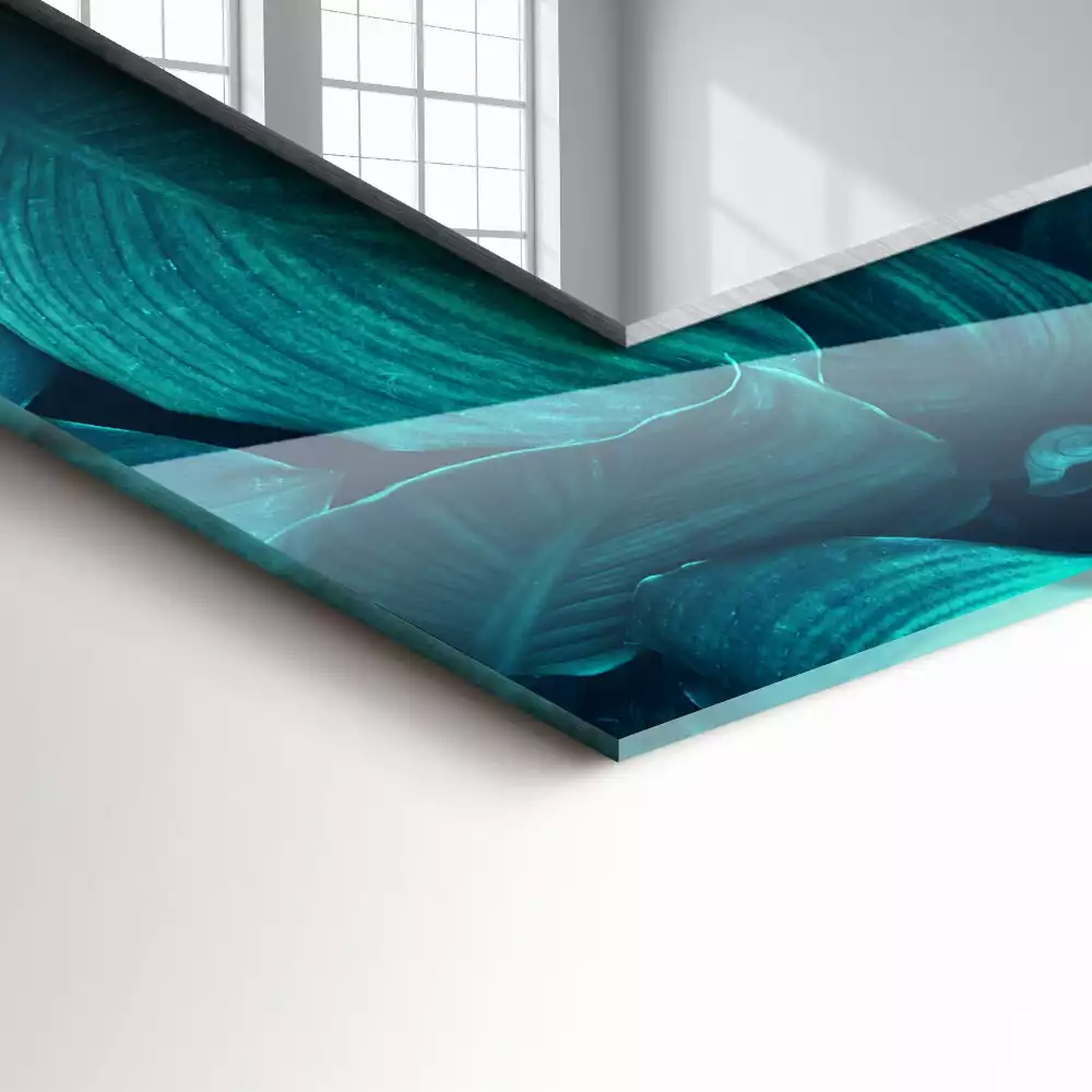 Miroir rectangulaire décoratif imprimé feuilles vertes