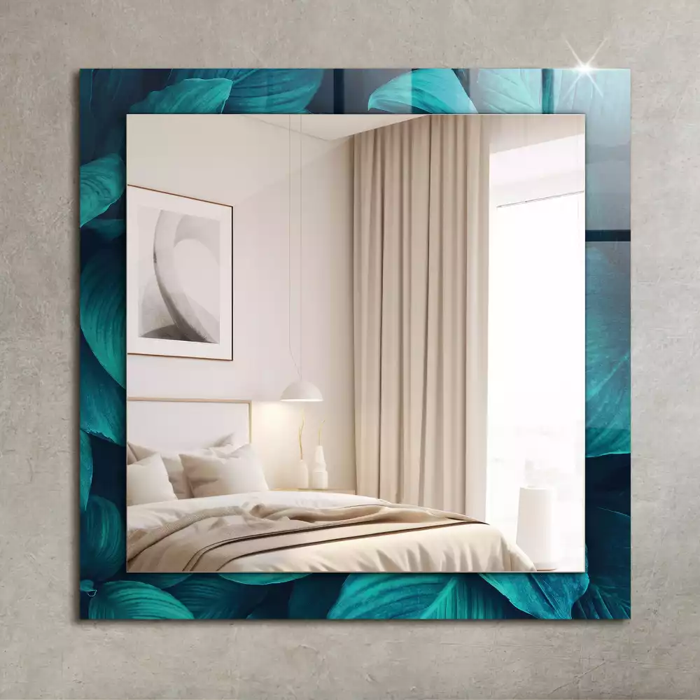 Miroir rectangulaire décoratif imprimé feuilles vertes