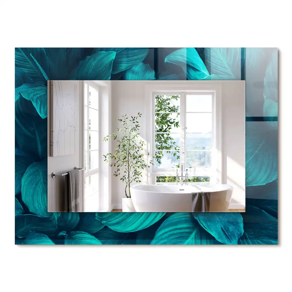 Miroir rectangulaire décoratif imprimé feuilles vertes