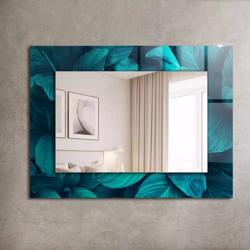 Miroir rectangulaire décoratif imprimé feuilles vertes