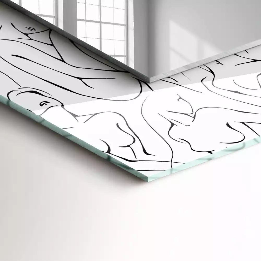 Miroir rectangulaire à cadre imprimé esquisse de silhouettes féminines