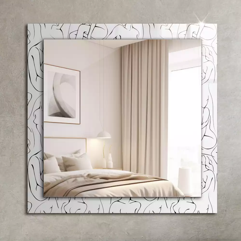 Miroir rectangulaire à cadre imprimé esquisse de silhouettes féminines
