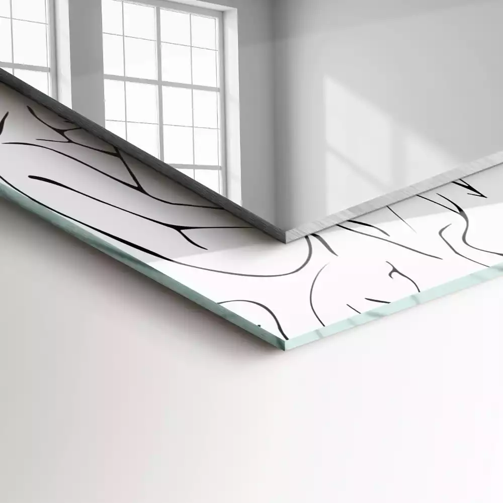 Miroir rectangulaire à cadre imprimé esquisse de silhouettes féminines