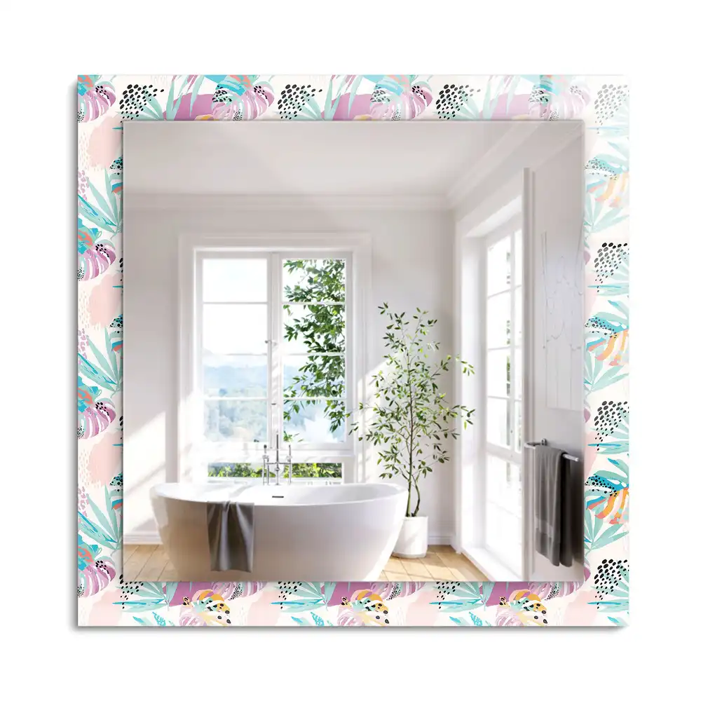 Miroir rectangulaire décoratif feuilles tropicales colorées