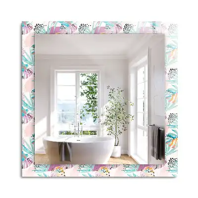Miroir rectangulaire décoratif feuilles tropicales colorées