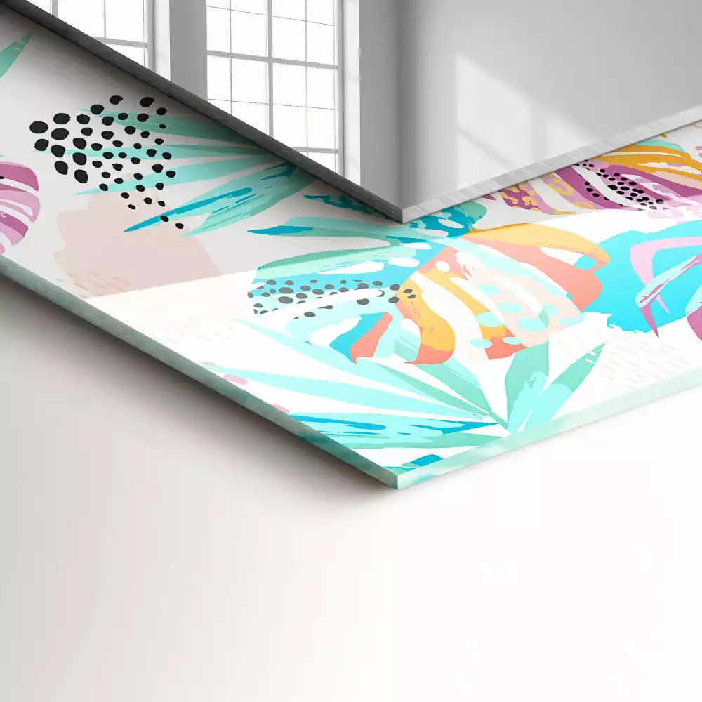 Miroir rectangulaire décoratif feuilles tropicales colorées