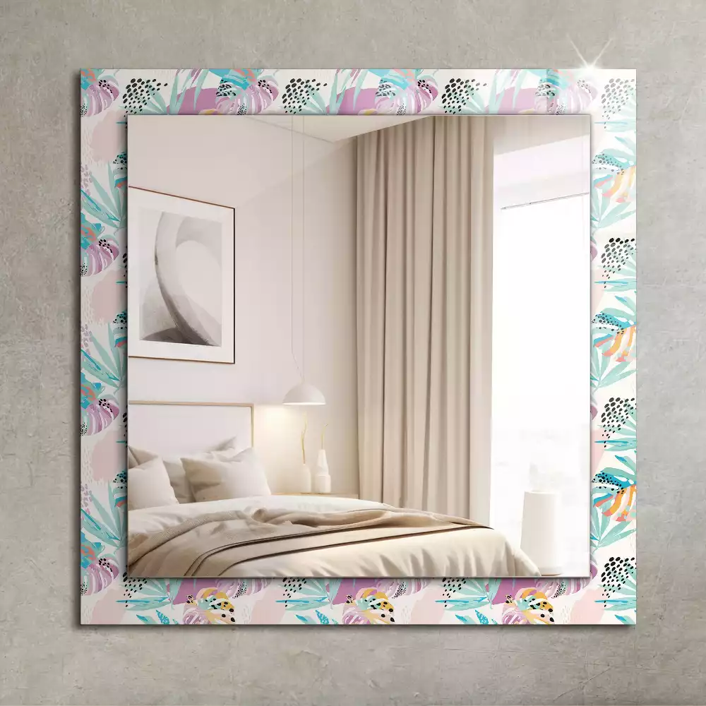 Miroir rectangulaire décoratif feuilles tropicales colorées