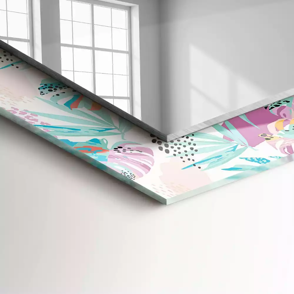 Miroir rectangulaire décoratif feuilles tropicales colorées