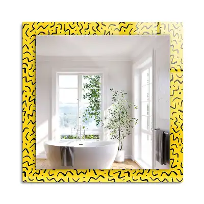 Miroir rectangulaire imprimé motif abstrait jaune