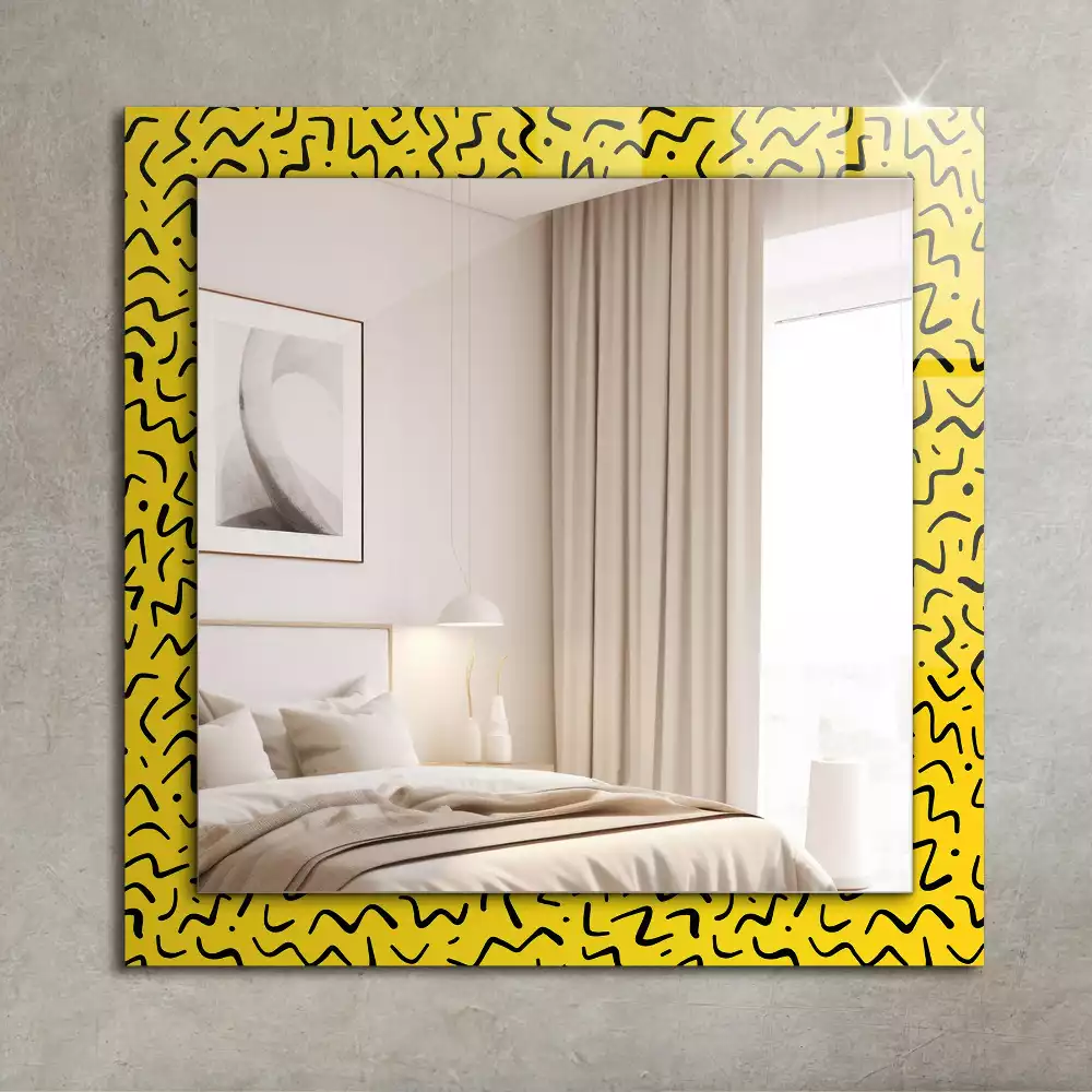 Miroir rectangulaire imprimé motif abstrait jaune