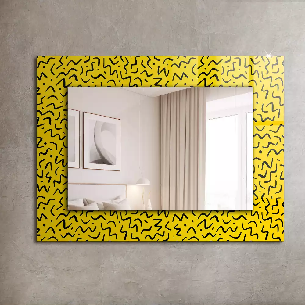 Miroir rectangulaire imprimé motif abstrait jaune