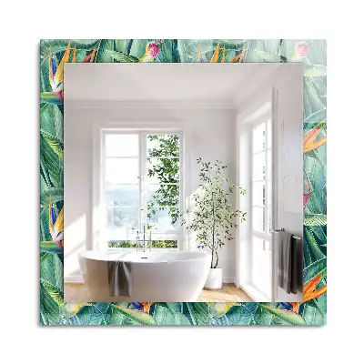 Miroir rectangulaire décoratif imprimé colibris et fleurs