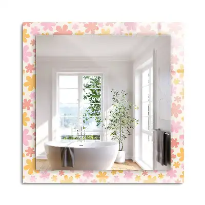 Miroir rectangulaire avec cadre imprimé motif floral