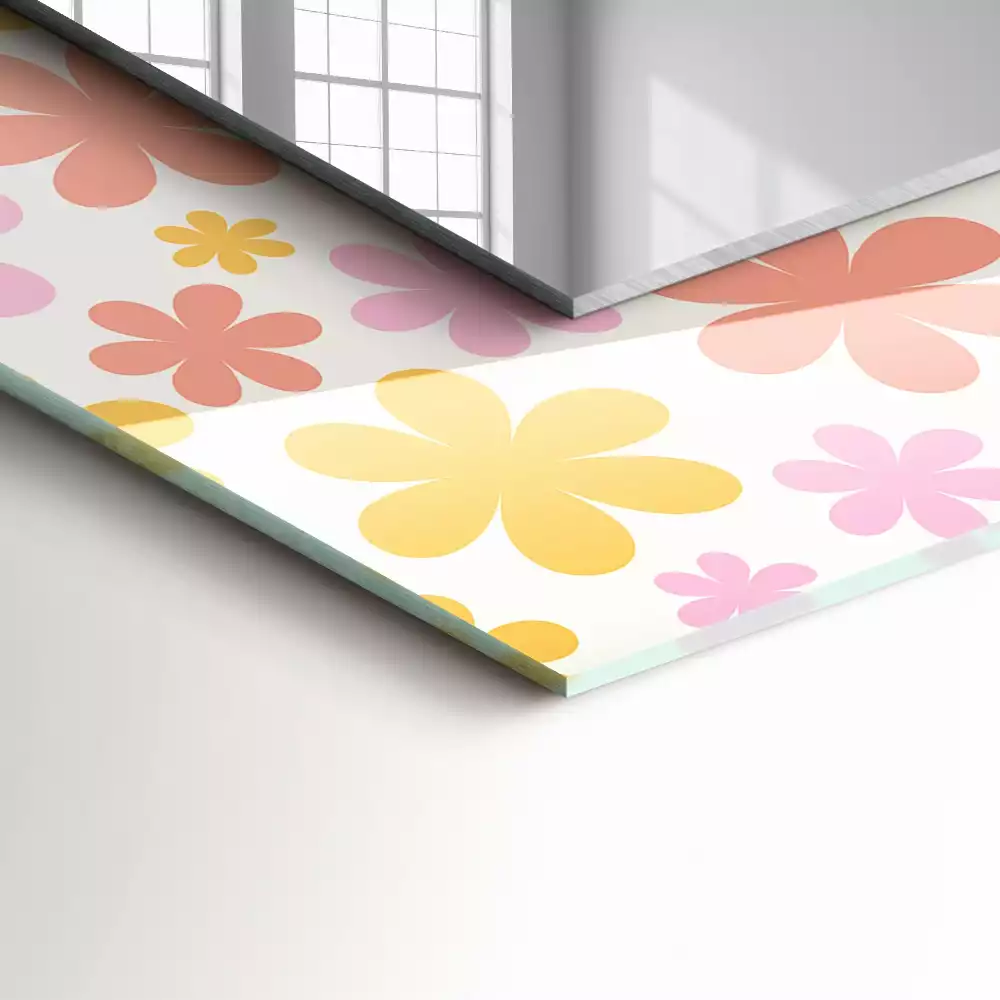 Miroir rectangulaire avec cadre imprimé motif floral