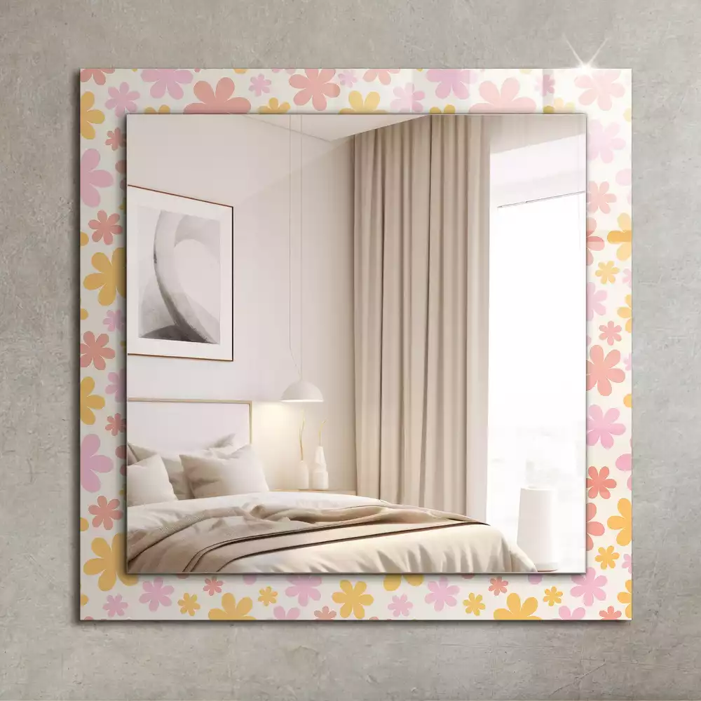 Miroir rectangulaire avec cadre imprimé motif floral
