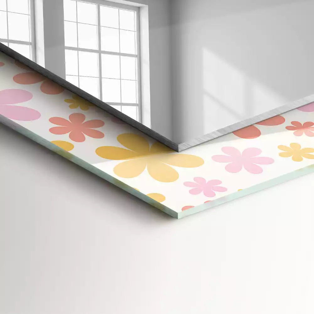 Miroir rectangulaire avec cadre imprimé motif floral