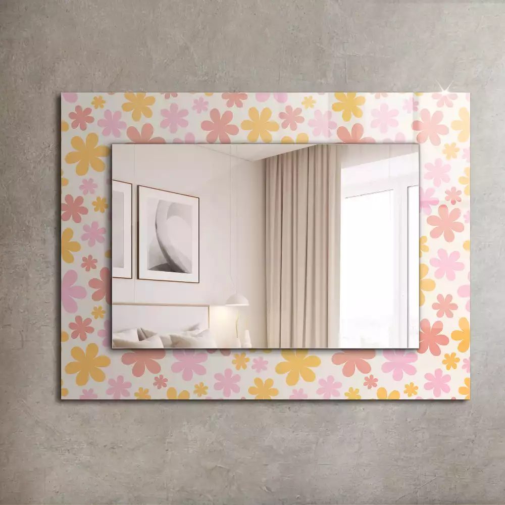 Miroir rectangulaire avec cadre imprimé motif floral