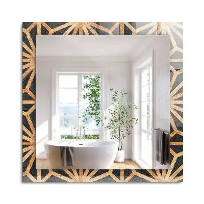 Miroir rectangulaire à cadre imprimé motif géométrique en bois
