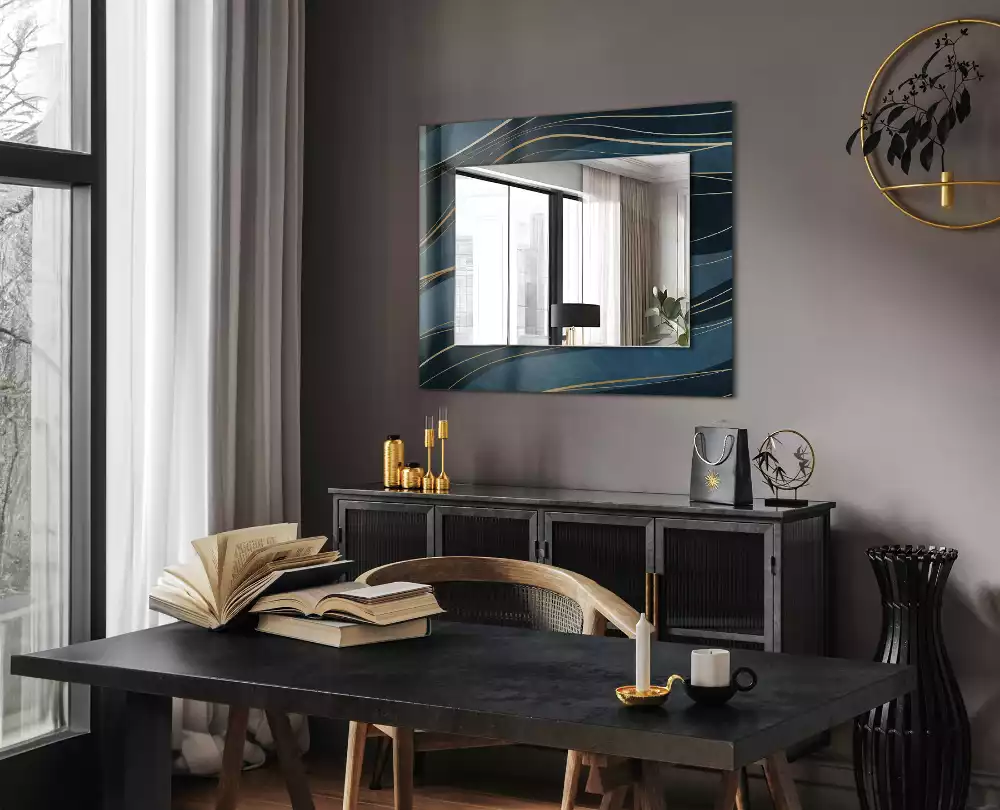 Miroir rectangulaire décoratif lignes abstraites