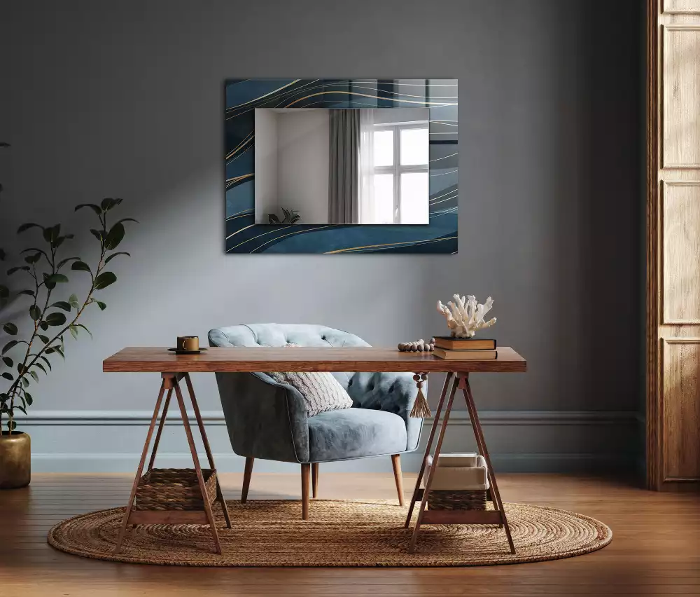 Miroir rectangulaire décoratif lignes abstraites