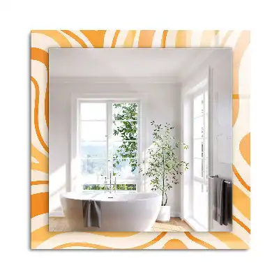 Miroir rectangulaire décoratif imprimé motifs oranges abstraits