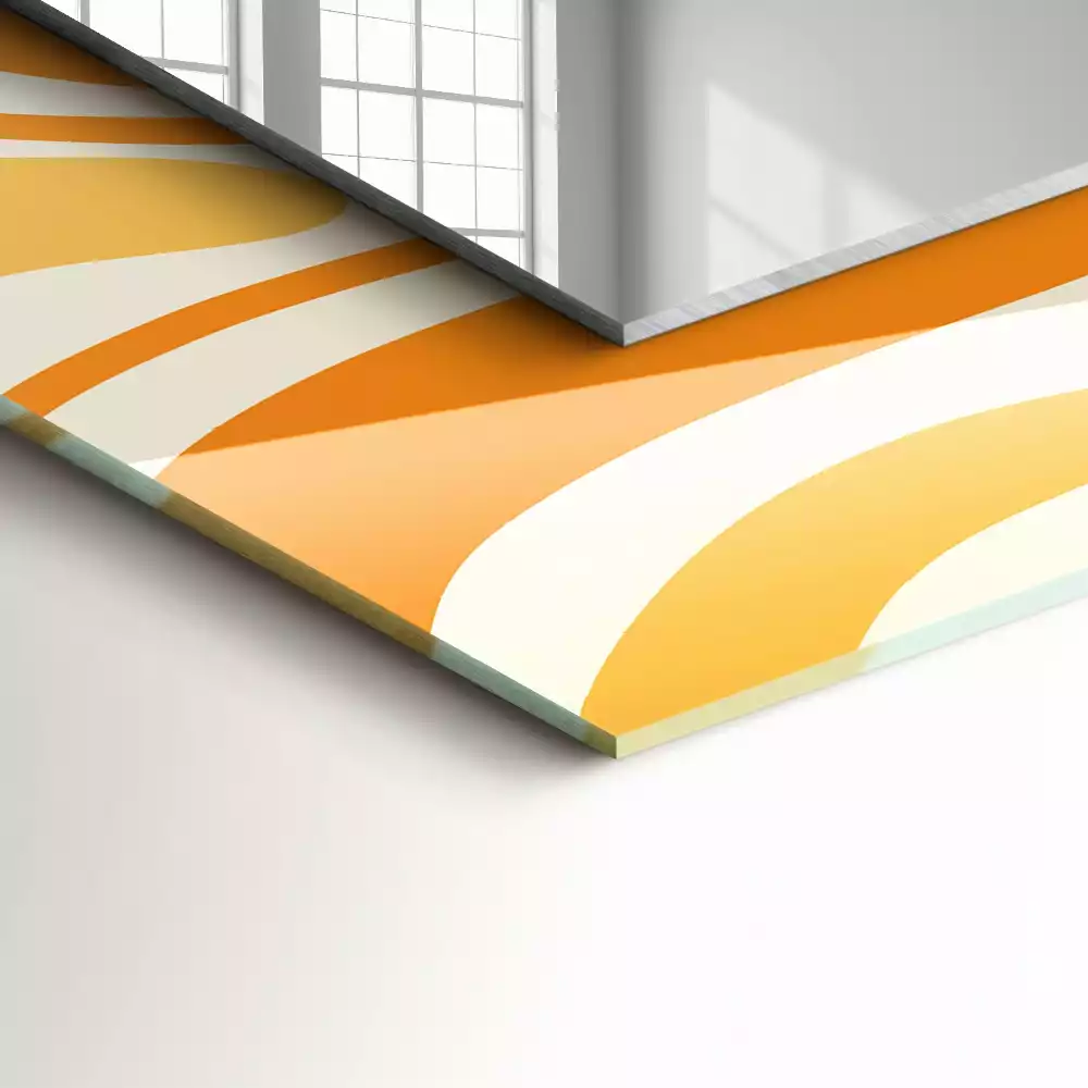 Miroir rectangulaire décoratif imprimé motifs oranges abstraits