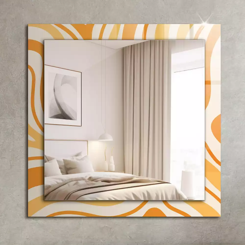 Miroir rectangulaire décoratif imprimé motifs oranges abstraits