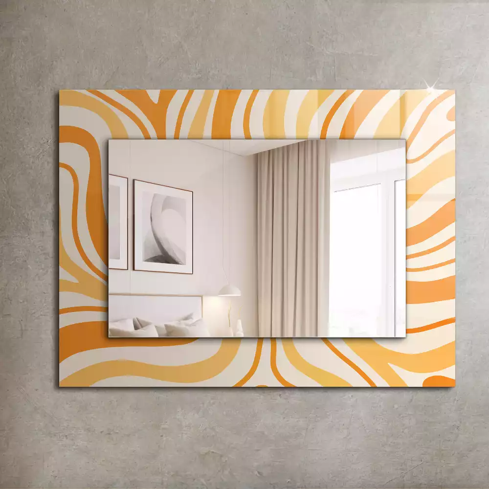 Miroir rectangulaire décoratif imprimé motifs oranges abstraits