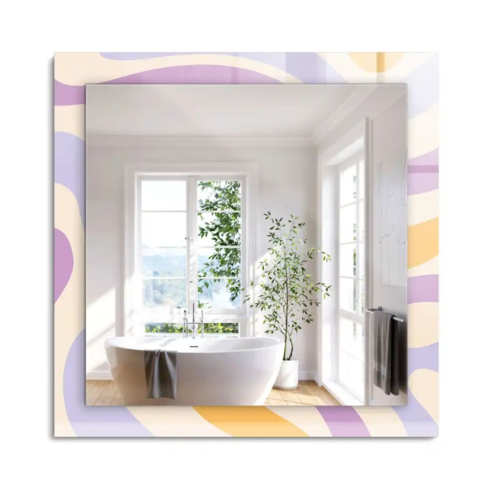 Miroir rectangulaire avec cadre imprimé motifs abstraits colorés