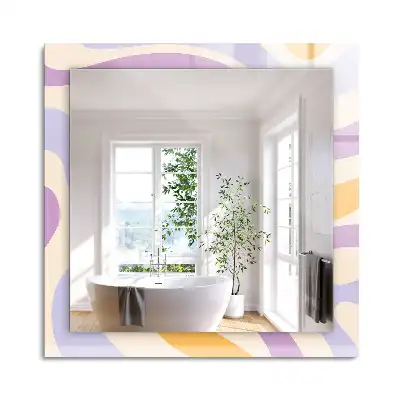 Miroir rectangulaire avec cadre imprimé motifs abstraits colorés