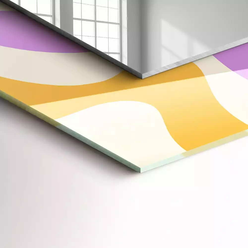 Miroir rectangulaire avec cadre imprimé motifs abstraits colorés