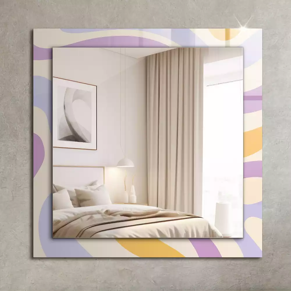 Miroir rectangulaire avec cadre imprimé motifs abstraits colorés