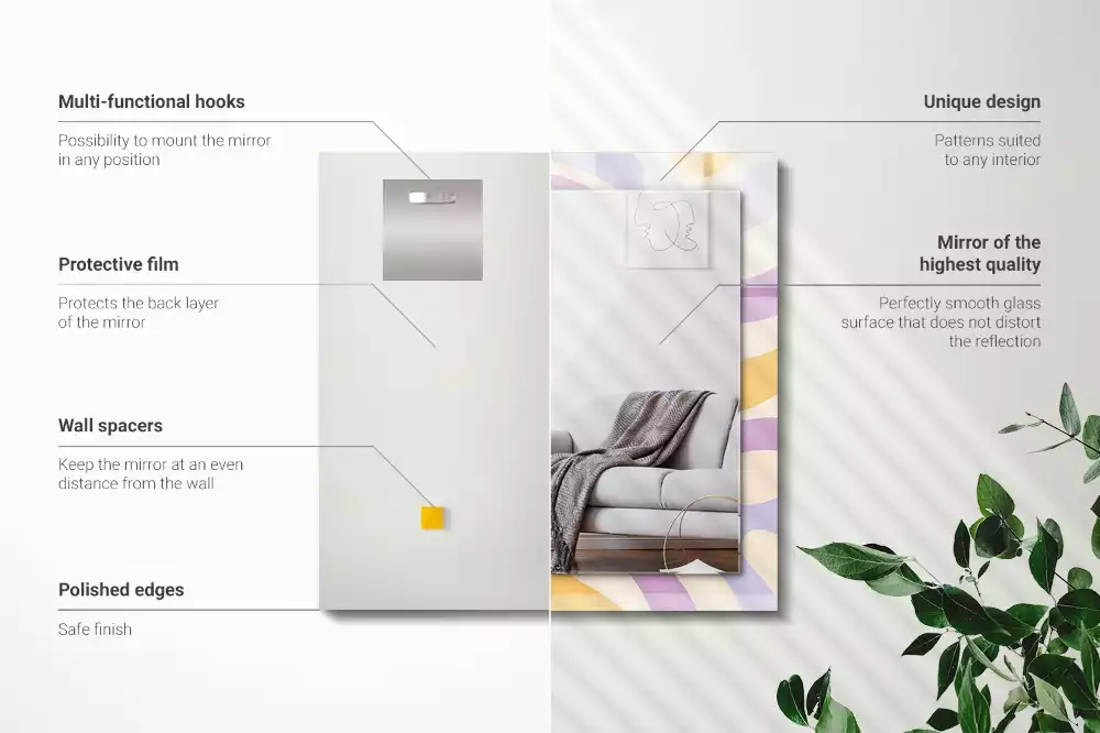 Miroir rectangulaire avec cadre imprimé motifs abstraits colorés