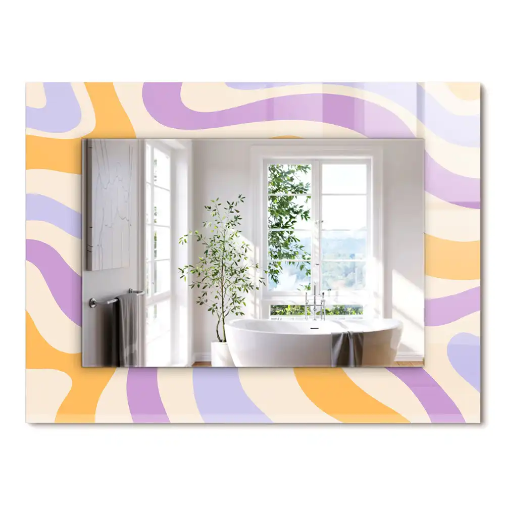 Miroir rectangulaire avec cadre imprimé motifs abstraits colorés