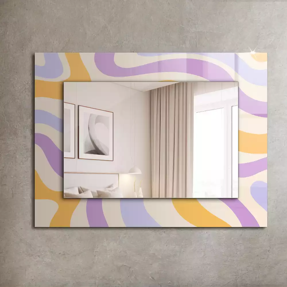 Miroir rectangulaire avec cadre imprimé motifs abstraits colorés