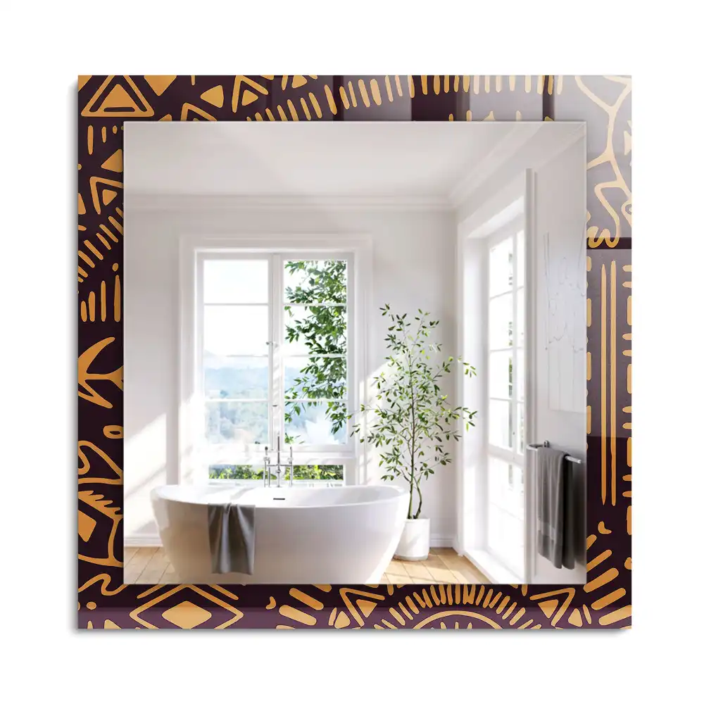 Miroir rectangulaire à cadre imprimé motif ethnique
