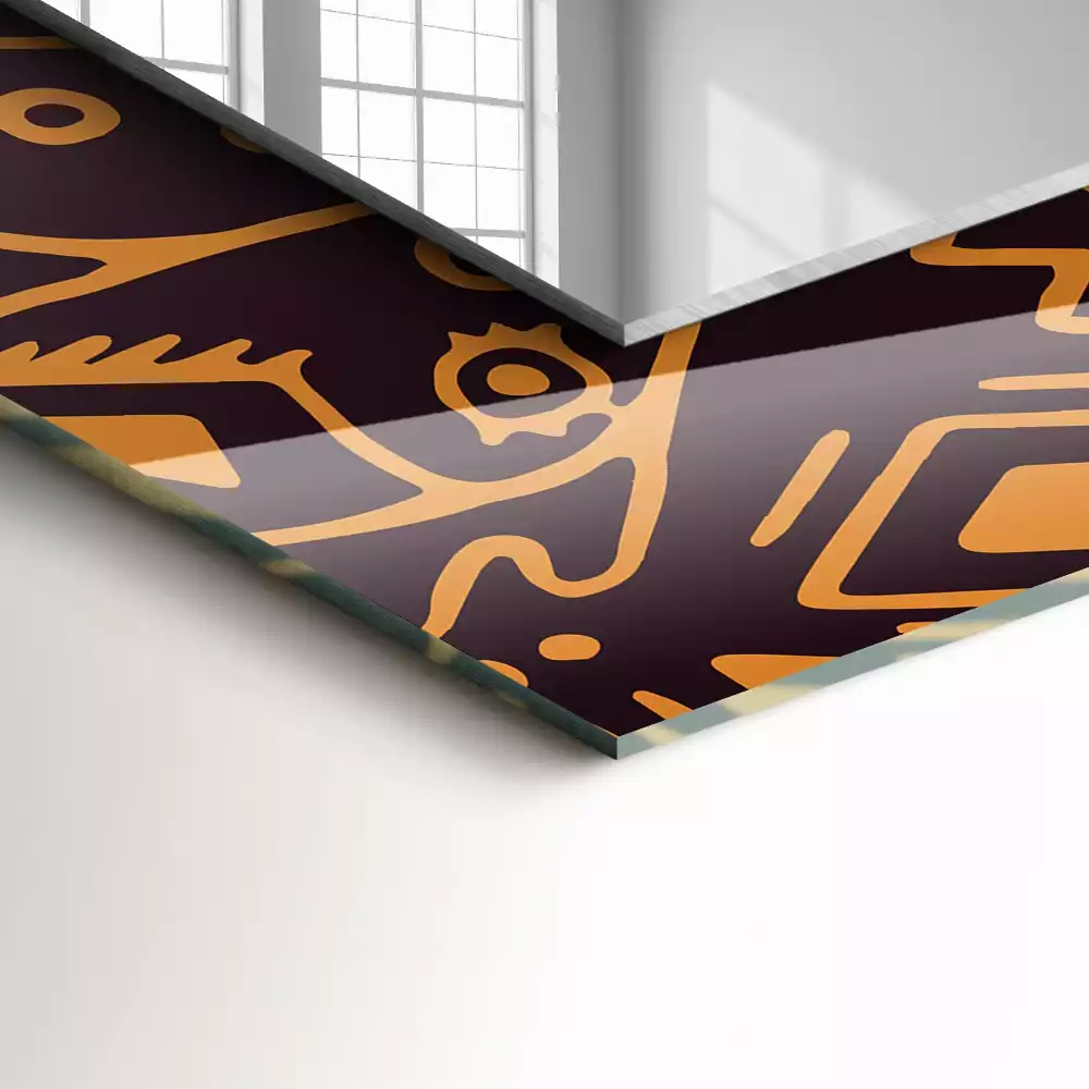 Miroir rectangulaire à cadre imprimé motif ethnique
