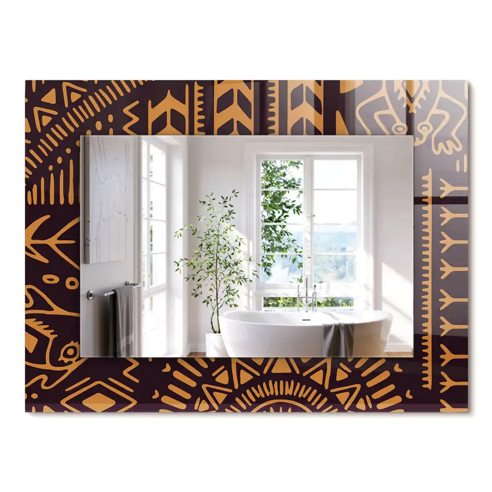 Miroir rectangulaire à cadre imprimé motif ethnique