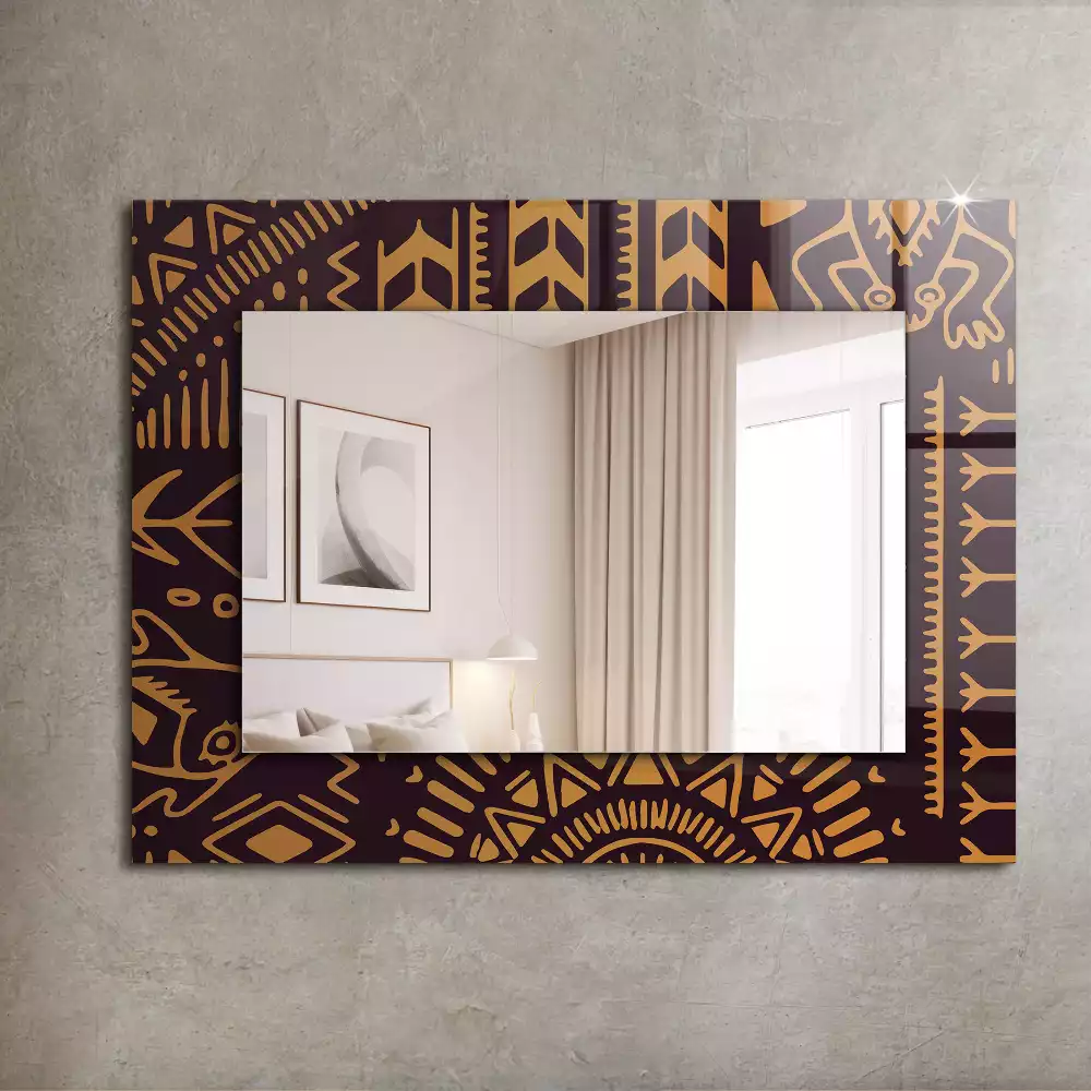 Miroir rectangulaire à cadre imprimé motif ethnique
