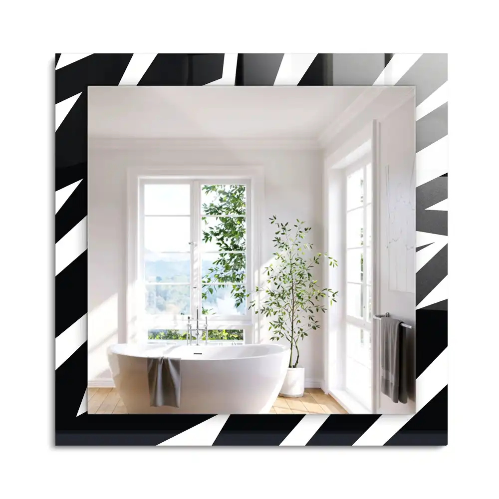 Miroir rectangulaire décoratif géométrie en noir et blanc