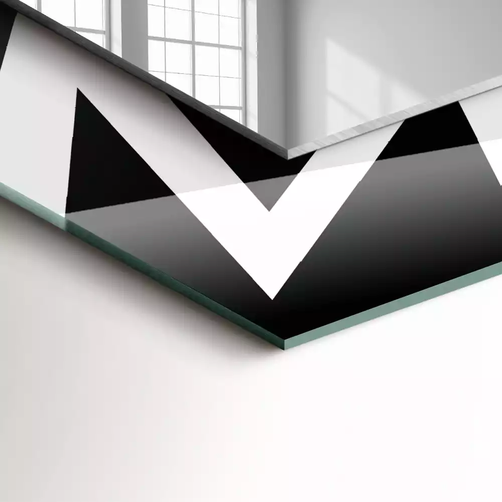 Miroir rectangulaire décoratif géométrie en noir et blanc