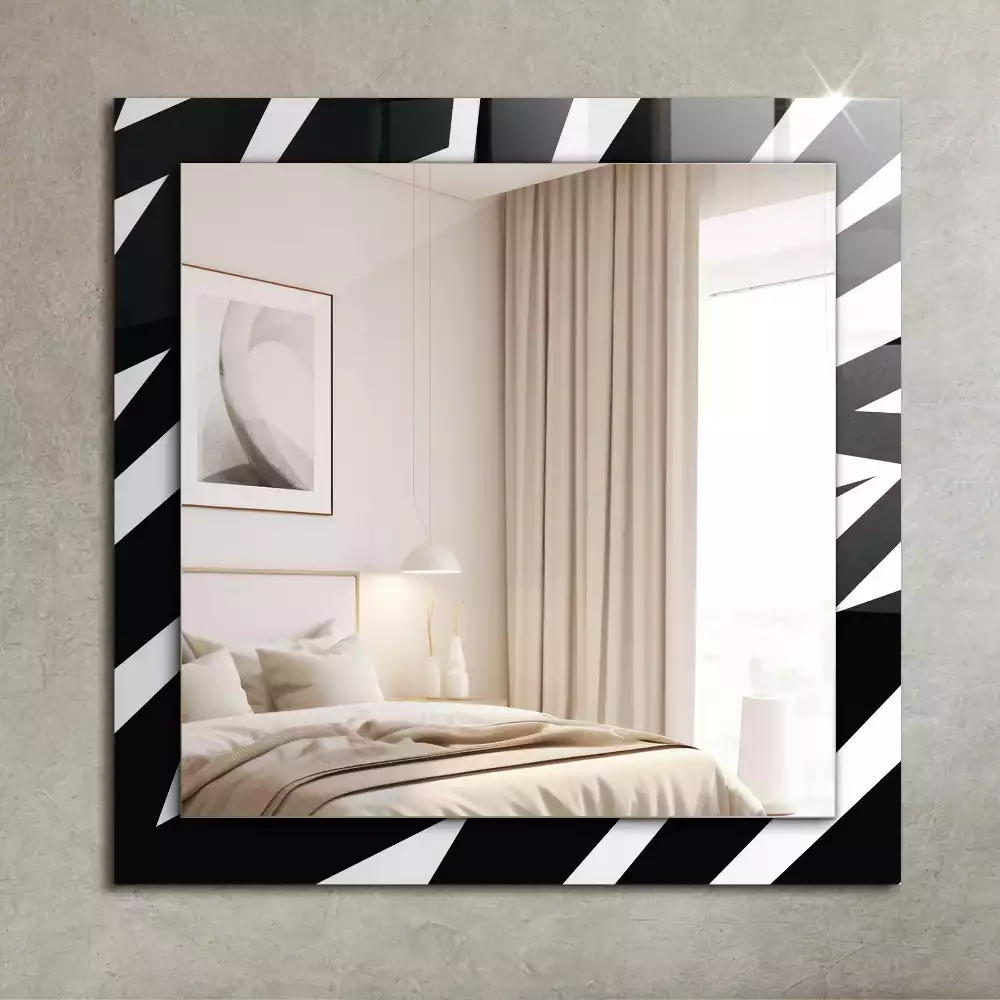 Miroir rectangulaire décoratif géométrie en noir et blanc
