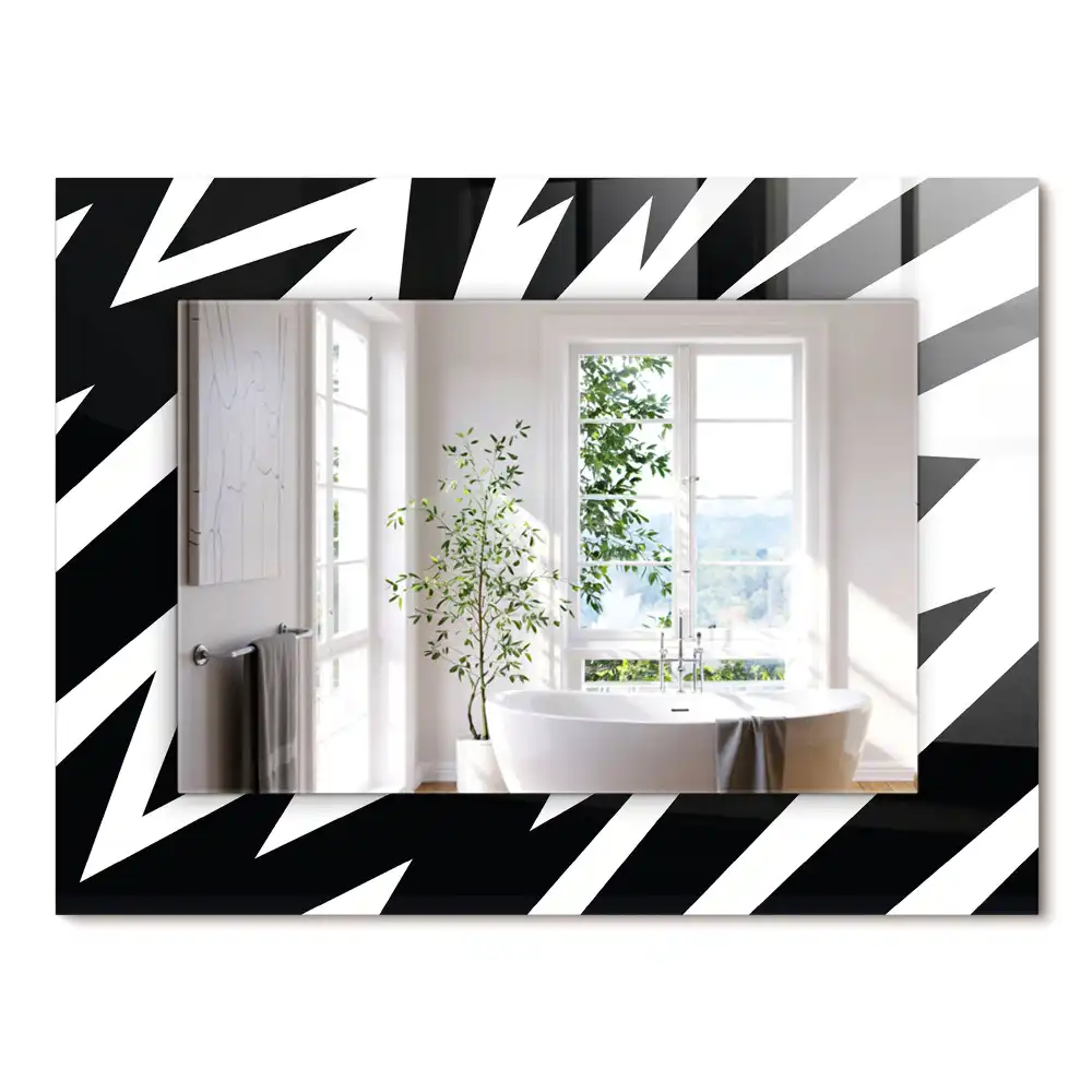 Miroir rectangulaire décoratif géométrie en noir et blanc