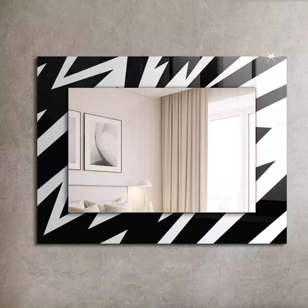 Miroir rectangulaire décoratif géométrie en noir et blanc
