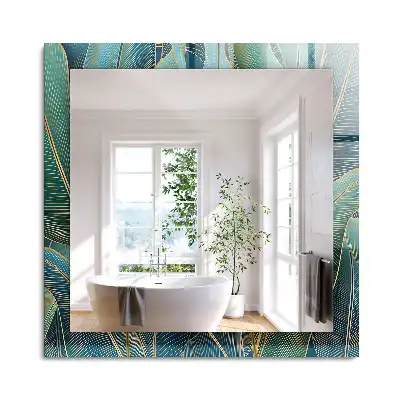 Miroir rectangulaire décoratif imprimé lignes de feuilles