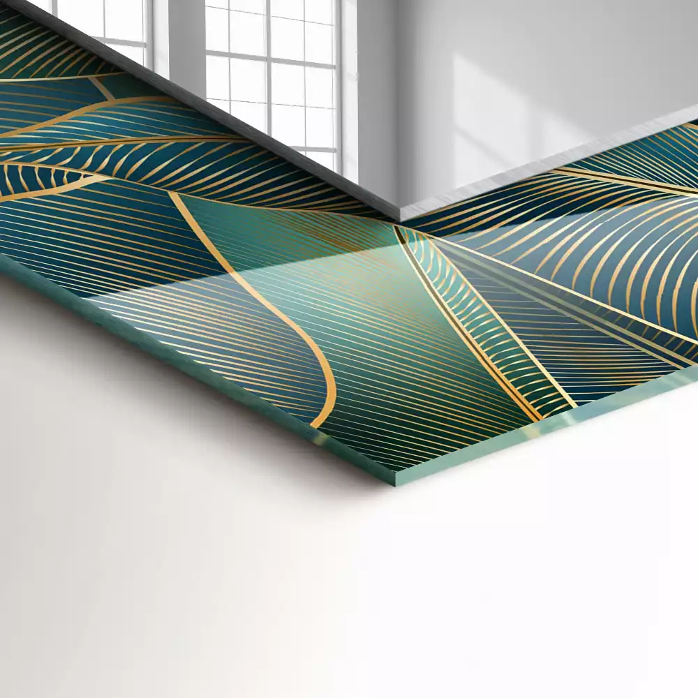 Miroir rectangulaire décoratif imprimé lignes de feuilles