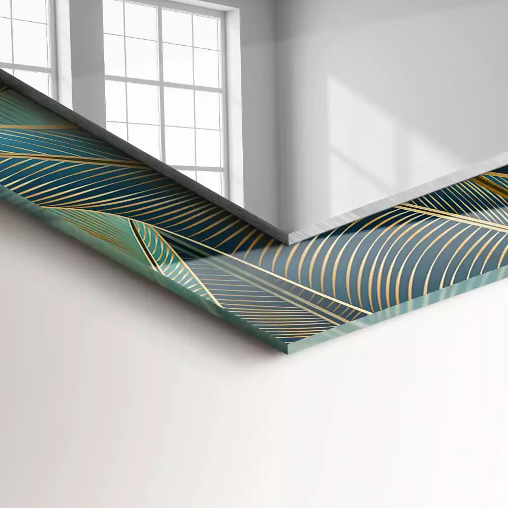 Miroir rectangulaire décoratif imprimé lignes de feuilles