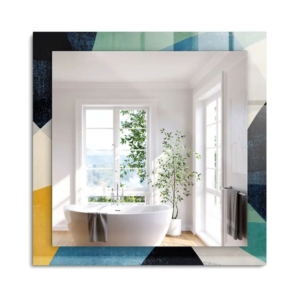 Miroir rectangulaire avec cadre imprimé motifs abstraits colorés